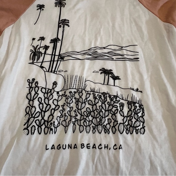 NWT Girls Airlume Jersey Large Laguna Beach California Shirt White Pink Large - Picture 6 of 12